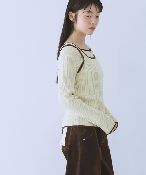 KBF（ケイビーエフ）の「2WAYタンクトップSETカーディガン（ニット/セーター・レディース・アイボリー/グリーン系その他/ブラウン・ONE）」の13枚目の写真