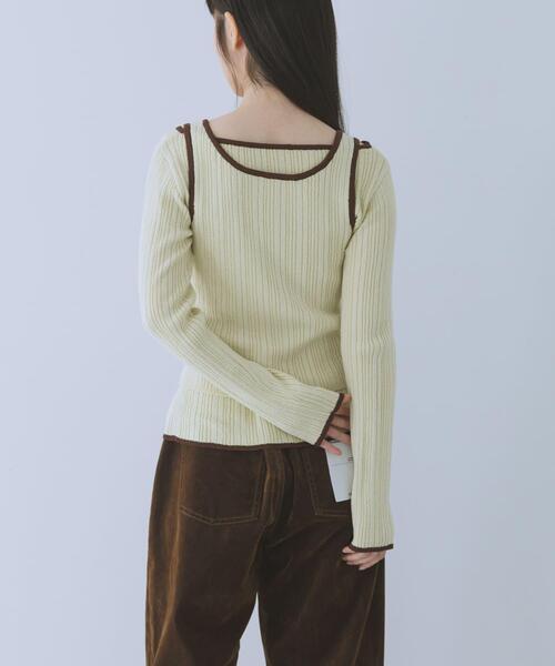 KBF（ケイビーエフ）の「2WAYタンクトップSETカーディガン（ニット/セーター・レディース・アイボリー/グリーン系その他/ブラウン・ONE）」の14枚目の写真