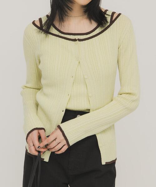 KBF（ケイビーエフ）の「2WAYタンクトップSETカーディガン（ニット/セーター・レディース・アイボリー/グリーン系その他/ブラウン・ONE）」の17枚目の写真