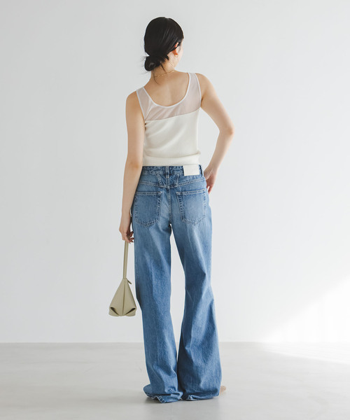 Noble（ノーブル）の「シアーコンビカップ付きニットタンク（タンクトップ・レディース・ブラック/ホワイト・FREE）」の10枚目の写真