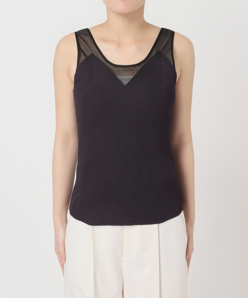 Noble（ノーブル）の「シアーコンビカップ付きニットタンク（タンクトップ・レディース・ブラック/ホワイト・FREE）」の17枚目の写真