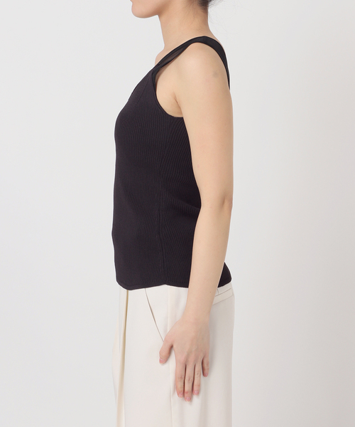 Noble（ノーブル）の「シアーコンビカップ付きニットタンク（タンクトップ・レディース・ブラック/ホワイト・FREE）」の18枚目の写真