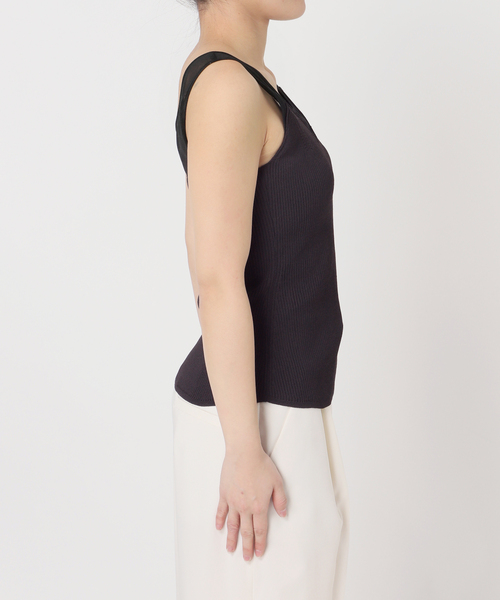 Noble（ノーブル）の「シアーコンビカップ付きニットタンク（タンクトップ・レディース・ブラック/ホワイト・FREE）」の20枚目の写真