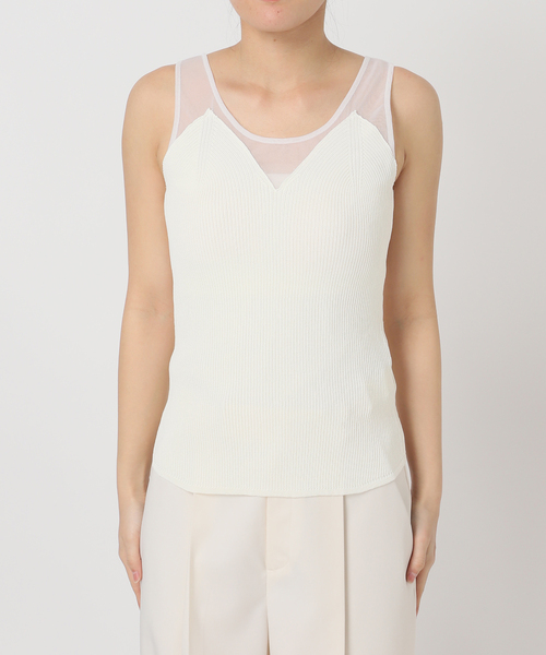 NOBLE シアーコンビカップ付きニットタンク NOBLE｜シアーコンビカップ付きニットタンク | Rakuten Fashion(楽天