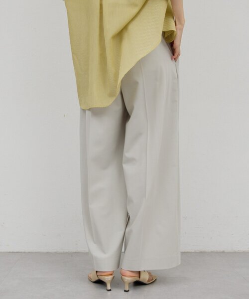 GALLARDAGALANTE(ガリャルダガランテ)の「【ウエスト調整可能】【手洗い可】梳毛タックワイドパンツ(その他パンツ・レディース・ベージュ/ライトグレー・0/1)」の6枚目の写真