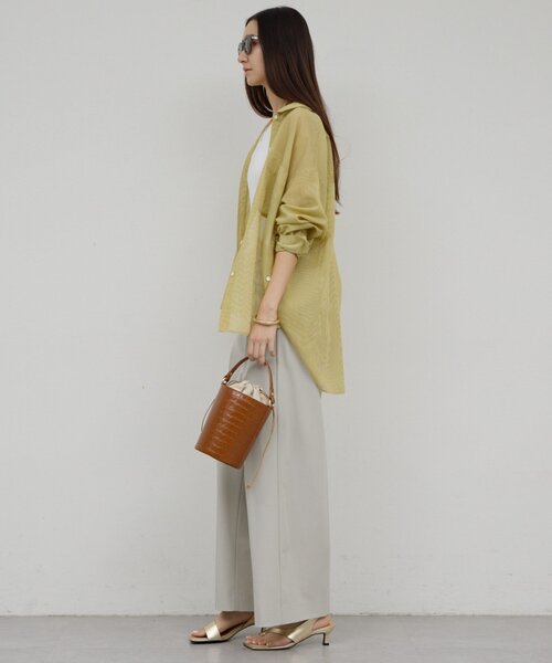 GALLARDAGALANTE(ガリャルダガランテ)の「【ウエスト調整可能】【手洗い可】梳毛タックワイドパンツ(その他パンツ・レディース・ベージュ/ライトグレー・0/1)」の8枚目の写真