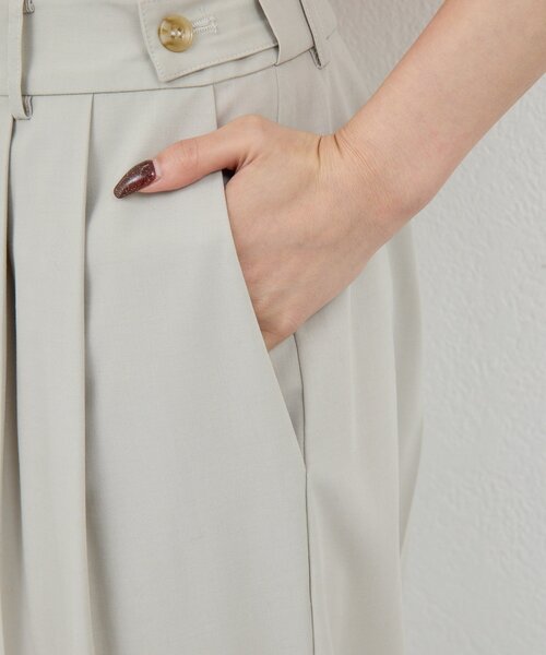 GALLARDAGALANTE(ガリャルダガランテ)の「【ウエスト調整可能】【手洗い可】梳毛タックワイドパンツ(その他パンツ・レディース・ベージュ/ライトグレー・0/1)」の15枚目の写真