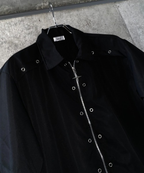 lilful(リルフル)の「【26年春夏新作】クロスジップアップギミック半袖シャツ(シャツ/ブラウス・メンズ・ブラック/ホワイト・L/M)」の8枚目の写真