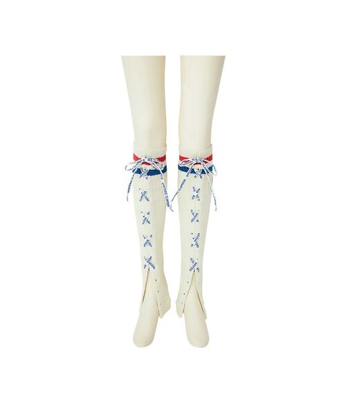 HYSTERIC GLAMOUR（ヒステリックグラマー）の「VOTED/HYSTERIC LOVE刺繍 レッグウォーマー（レッグウォーマー・レディース・ホワイト/レッド・FREE）」の2枚目の写真