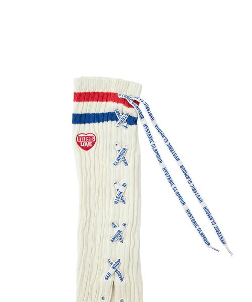 HYSTERIC GLAMOUR（ヒステリックグラマー）の「VOTED/HYSTERIC LOVE刺繍 レッグウォーマー（レッグウォーマー・レディース・ホワイト/レッド・FREE）」の4枚目の写真