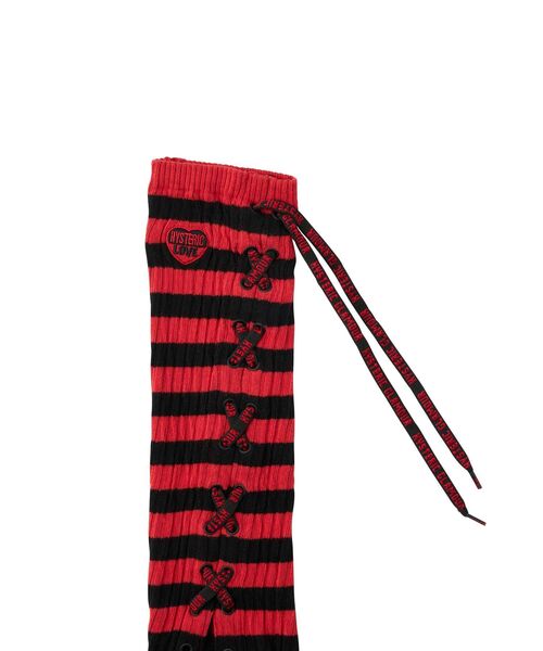 HYSTERIC GLAMOUR（ヒステリックグラマー）の「VOTED/HYSTERIC LOVE刺繍 レッグウォーマー（レッグウォーマー・レディース・ホワイト/レッド・FREE）」の7枚目の写真