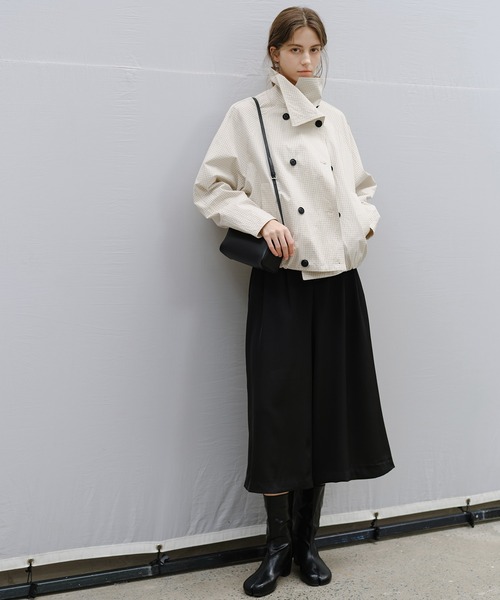 tageechita（タジチタ）の「【tageechita】チェック ダブルブレスト ショートジャケット（ブルゾン・レディース・アイボリー/ブラウン・L/M/S）」の6枚目の写真