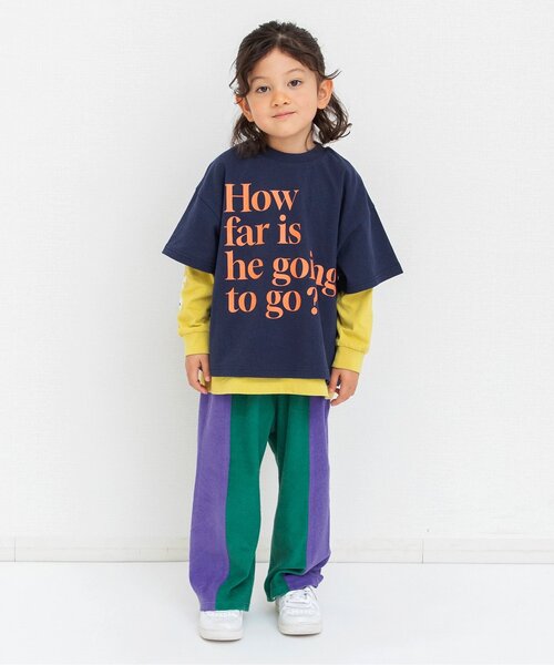 BREEZE(ブリーズ)の「【リンク】サイドラインパイルワイドパンツ_セットアップ可(その他パンツ・キッズ・ネイビー/イエロー/グリーン/ピンク・90/100/110/120/130/140/150)」の5枚目の写真