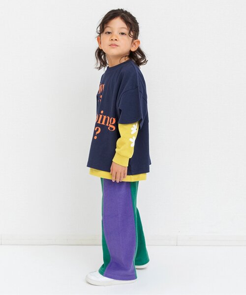 BREEZE(ブリーズ)の「【リンク】サイドラインパイルワイドパンツ_セットアップ可(その他パンツ・キッズ・ネイビー/イエロー/グリーン/ピンク・90/100/110/120/130/140/150)」の6枚目の写真