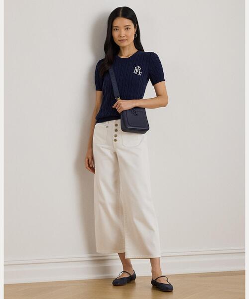 LAUREN RALPH LAUREN（ローレン ラルフ ローレン）の「ケーブルニット コットン ショートスリーブ セーター（ニット/セーター・レディース・ネイビー系1・S/M/XS/L/XXS）」の3枚目の写真