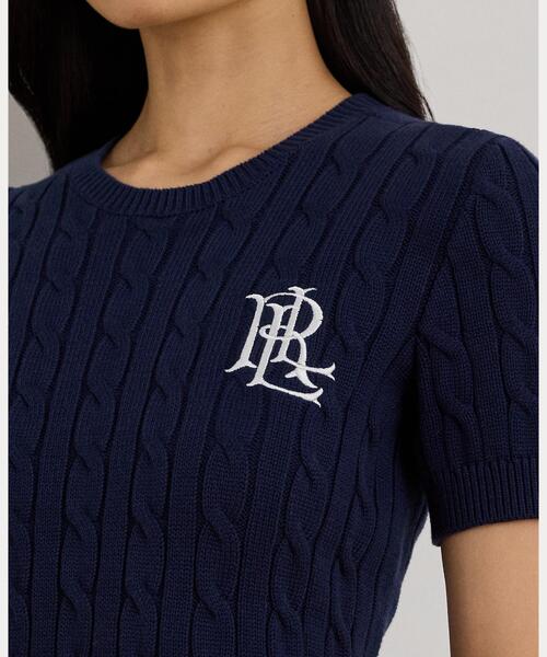 LAUREN RALPH LAUREN（ローレン ラルフ ローレン）の「ケーブルニット コットン ショートスリーブ セーター（ニット/セーター・レディース・ネイビー系1・S/M/XS/L/XXS）」の5枚目の写真