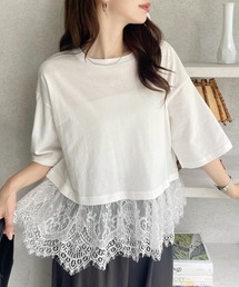 Ada.（エイダ）の「裾 レース ドッキング トップス（Tシャツ/カットソー）」