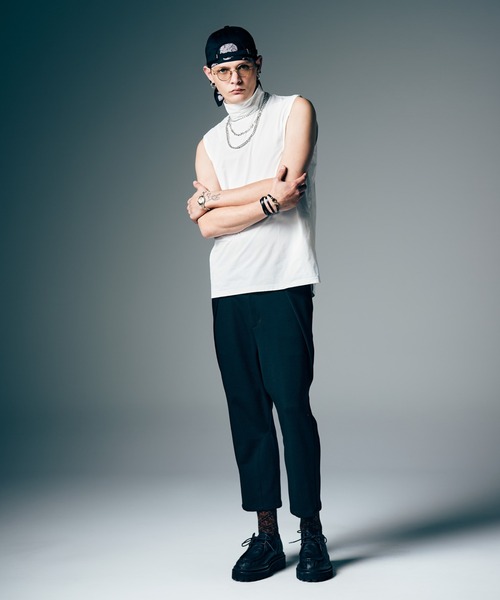 glamb(グラム)の「Tech High Neck Tank Top / テックメッシュネックタンクトップ(タンクトップ・メンズ・ブラック/カーキ/ホワイト・S/M/L)」の11枚目の写真