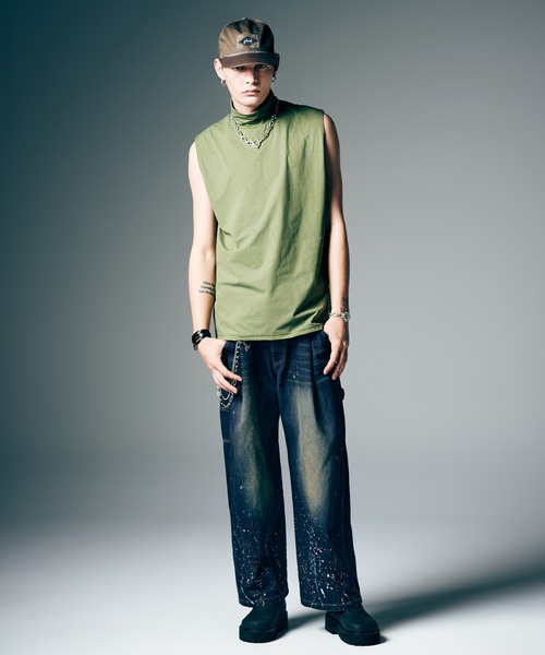 glamb(グラム)の「Tech High Neck Tank Top / テックメッシュネックタンクトップ(タンクトップ・メンズ・ブラック/カーキ/ホワイト・S/M/L)」の12枚目の写真