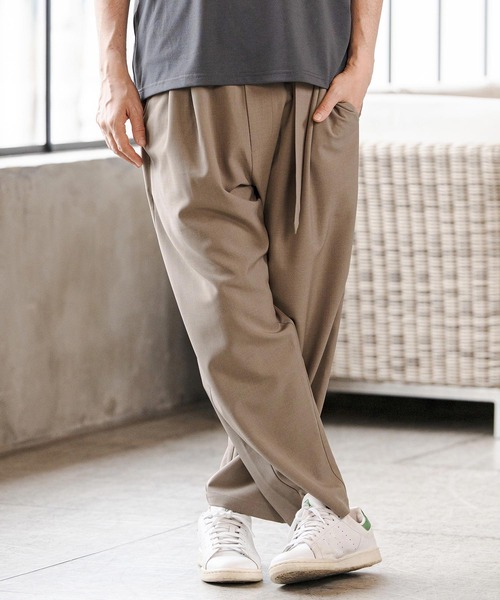 mp14686-Stretch Tropical Two Tuck Belted Pants タックベルトパンツ
