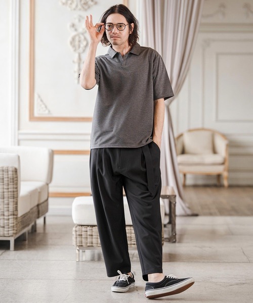 CAMBIO（カンビオ）の「mp14686-Stretch Tropical Two Tuck Belted Pants タックベルトパンツ(S67626cmb)（スラックス・メンズ・ブラック/キナリ/ダークベージュ/チャコール・L/M/S）」の13枚目の写真