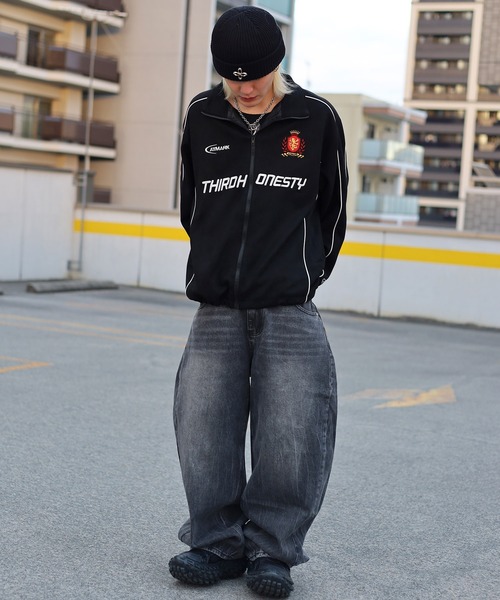 ATMARK(アットマーク)の「《2サイズ展開 / UNISEX 》ATMARK エンブレムロゴスウェードトラックジャケット(ブルゾン・レディース・カーキ/ピンク/ブラック・L/M)」の20枚目の写真