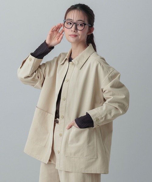 GLOBAL WORK(グローバルワーク)の「MATINEE LINE/チノカバーオール/636119(デニムジャケット・レディース・ブラウン系その他6/オフホワイト・MEDIUM/LARGE)」の7枚目の写真