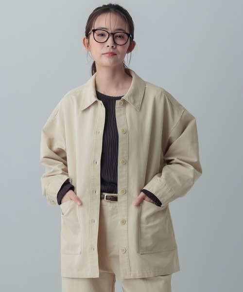 GLOBAL WORK(グローバルワーク)の「MATINEE LINE/チノカバーオール/636119(デニムジャケット・レディース・ブラウン系その他6/オフホワイト・MEDIUM/LARGE)」の8枚目の写真