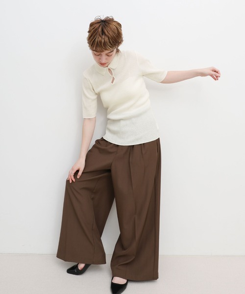 select MOCA(セレクトモカ)の「ドロップデザインシアーリブポロニット(ニット/セーター・レディース・アイボリー/グレー/ブラック・FREE)」の16枚目の写真