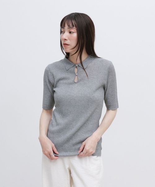 select MOCA(セレクトモカ)の「ドロップデザインシアーリブポロニット(ニット/セーター・レディース・アイボリー/グレー/ブラック・FREE)」の19枚目の写真
