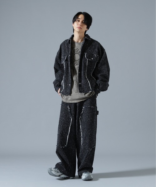 DANKE SCHON（ダンケシェーン）の「DankeSchon/ダンケシェーン/NEEDLEPUNCH DENIM W-KNEE PANTS（デニムパンツ・メンズ・ブラック/ブルー/ホワイト・S/L/M）」の14枚目の写真