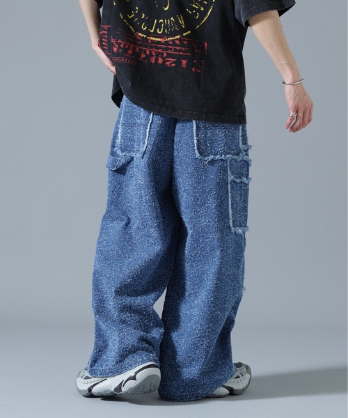 DANKE SCHON（ダンケシェーン）の「DankeSchon/ダンケシェーン/NEEDLEPUNCH DENIM W-KNEE PANTS（デニムパンツ・メンズ・ブラック/ブルー/ホワイト・S/L/M）」の6枚目の写真
