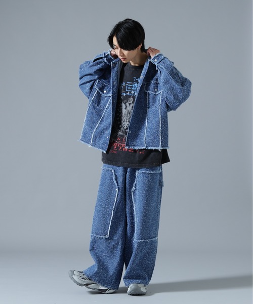 DANKE SCHON（ダンケシェーン）の「DankeSchon/ダンケシェーン/NEEDLEPUNCH DENIM W-KNEE PANTS（デニムパンツ・メンズ・ブラック/ブルー/ホワイト・S/L/M）」の8枚目の写真