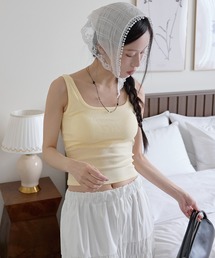 【1枚で着用可能なカップ付き】バックオープンラブリーリボンノースリーブキャミソール