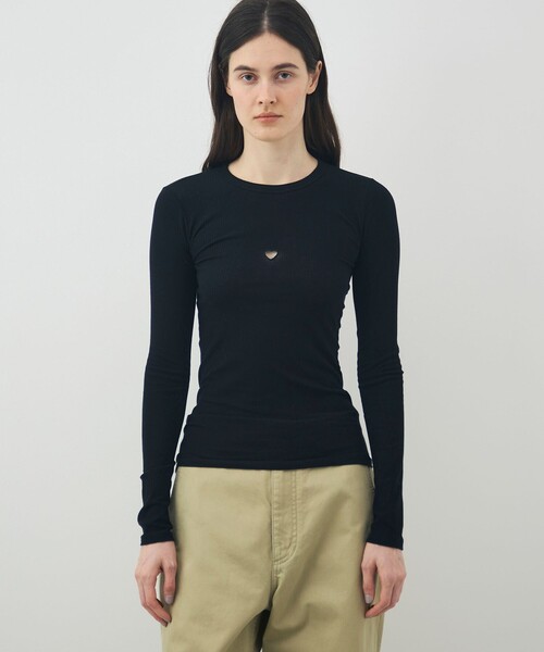 BASERANGE（ベースレンジ）の「BASERANGE HEART LONG SLEEVE TEE（Tシャツ/カットソー・レディース・ブラック/ホワイト・S）」の4枚目の写真