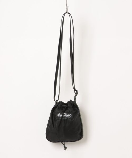 WILD THINGS（ワイルドシングス）の「【WILD THINGS】LIGHT OPEN POUCH 超軽量 リップストップナイロン ミニショルダー 巾着ポーチ（ショルダーバッグ・レディース・カーキ/ブラック/クリアブラウン・ONE SIZE）」の9枚目の写真