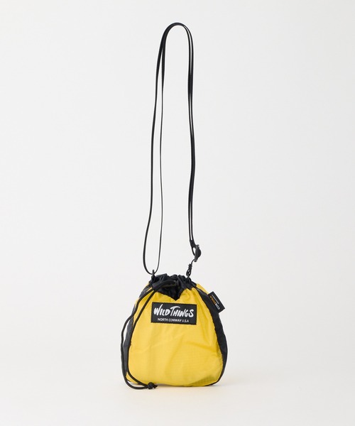 WILD THINGS（ワイルドシングス）の「men's FUDGE掲載モデル【WILD THINGS】LIGHT OPEN POUCH 超軽量 リップストップナイロン ミニショルダー 巾着ポーチ（ショルダーバッグ・レディース・カーキ/ブラック/クリアブラウン/ターコイズブルー/イエロー/パープル・ONE SIZE）」の13枚目の写真