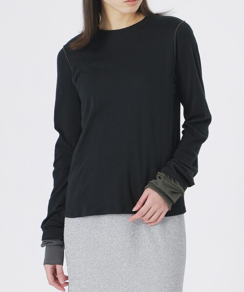 LOVELESS（ラブレス）の「テレコブロッキングトップス（Tシャツ/カットソー・レディース・オフホワイト/ブラック/ブルー系その他2・36）」の2枚目の写真