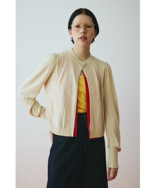 HeRIN.CYE(ヘリンドットサイ)の「layered knit cardigan レイヤードニットカーディガン(カーディガン/ボレロ・レディース・グレー/ベージュ/イエロー・FREE)」の2枚目の写真