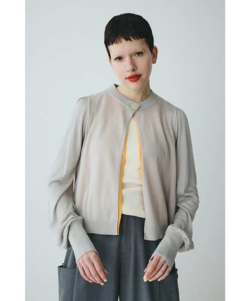 HeRIN.CYE(ヘリンドットサイ)の「layered knit cardigan レイヤードニットカーディガン(カーディガン/ボレロ・レディース・グレー/ベージュ/イエロー・FREE)」の1枚目の写真