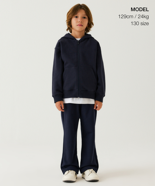 MUSINSA STANDARD KIDS（ムシンサスタンダードキッズ）の「起毛オーバーサイズフードパーカージップアップ[ネイビー]（ブルゾン・レディース・その他・100/110/120/130/140/150）」の2枚目の写真