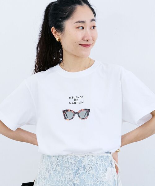 le.coeur blanc（ルクールブラン）の「MELANGE DE MARRON TEE（Tシャツ/カットソー・レディース・ホワイト・38）」の4枚目の写真