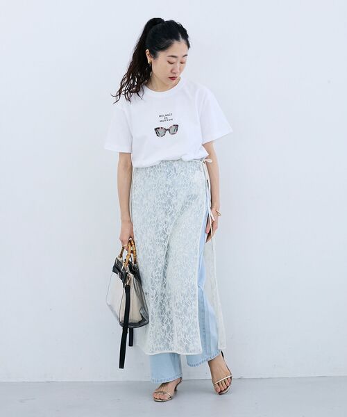 le.coeur blanc（ルクールブラン）の「MELANGE DE MARRON TEE（Tシャツ/カットソー・レディース・ホワイト・38）」の8枚目の写真