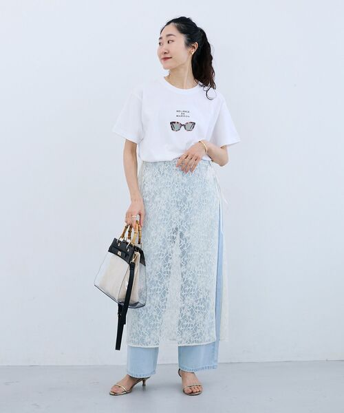 le.coeur blanc（ルクールブラン）の「MELANGE DE MARRON TEE（Tシャツ/カットソー・レディース・ホワイト・38）」の12枚目の写真