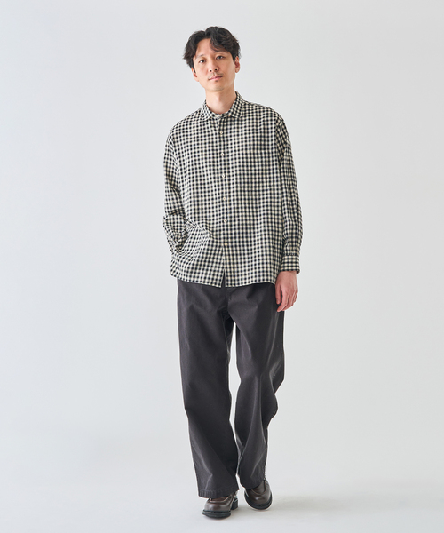 EDIFICE(エディフィス)の「コットンリネン ラウンド カラー シャツ(シャツ/ブラウス・メンズ・ブラック系その他/ブラック/ブラックミックス・2/3)」の5枚目の写真