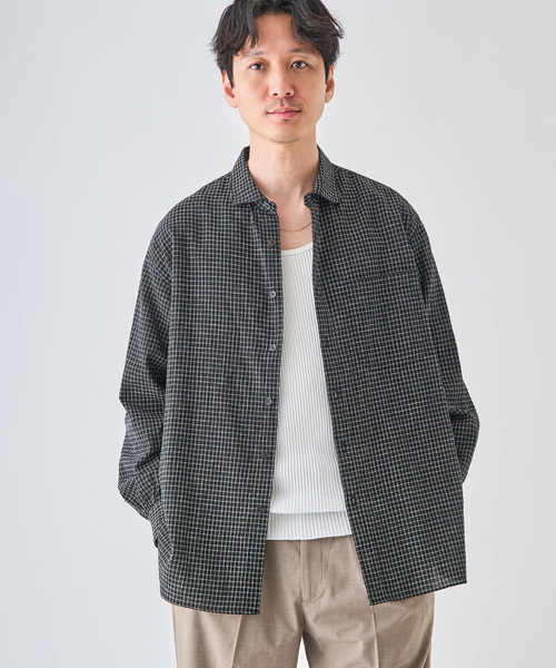 EDIFICE(エディフィス)の「コットンリネン ラウンド カラー シャツ(シャツ/ブラウス・メンズ・ブラック系その他/ブラック/ブラックミックス・2/3)」の22枚目の写真