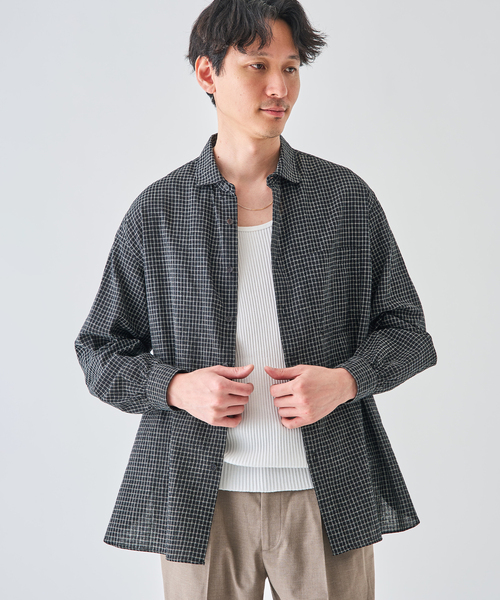 EDIFICE(エディフィス)の「コットンリネン ラウンド カラー シャツ(シャツ/ブラウス・メンズ・ブラック系その他/ブラック/ブラックミックス・2/3)」の21枚目の写真