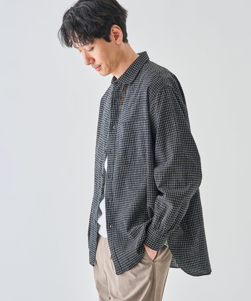 EDIFICE(エディフィス)の「コットンリネン ラウンド カラー シャツ(シャツ/ブラウス・メンズ・ブラック系その他/ブラック/ブラックミックス・2/3)」の20枚目の写真