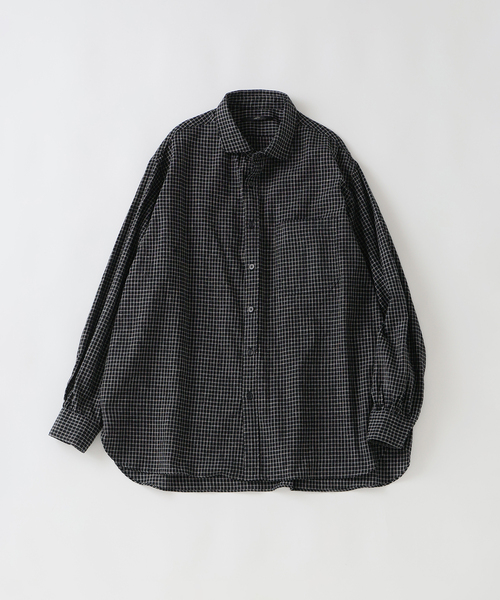 EDIFICE(エディフィス)の「コットンリネン ラウンド カラー シャツ(シャツ/ブラウス・メンズ・ブラック系その他/ブラック/ブラックミックス・2/3)」の7枚目の写真