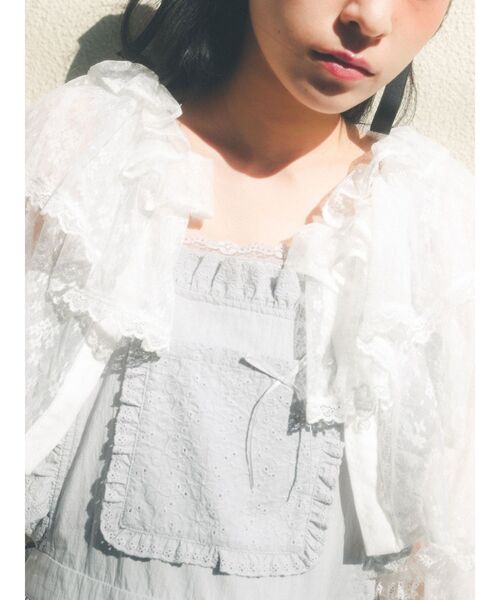 merry jenny（メリージェニー）の「レースアップリケエプロンワンピース（ワンピース・レディース・ブルー/オフホワイト・FREE）」の6枚目の写真